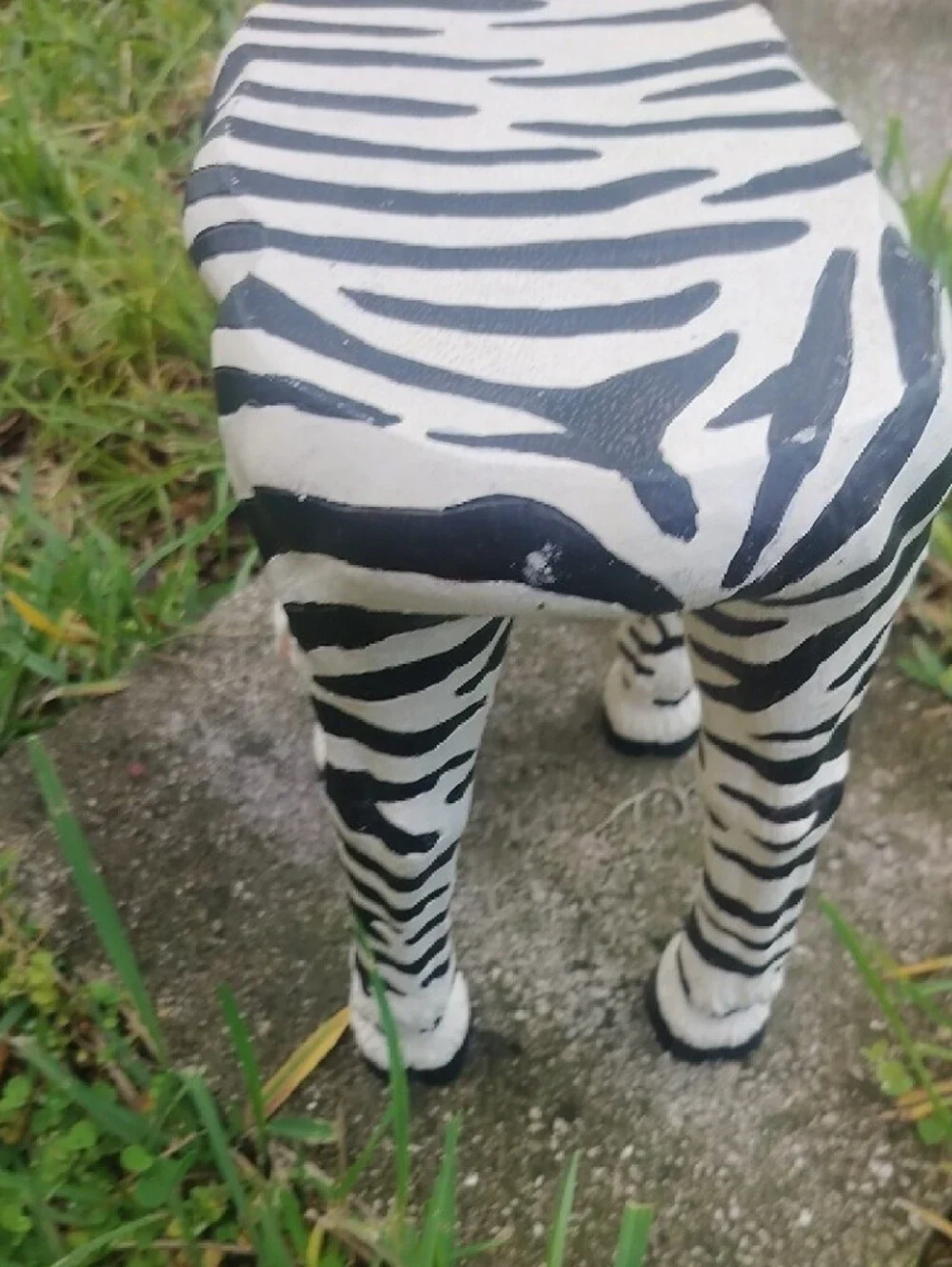 Pier 1 Vintage Wood Black and White Zebra Figurine Stool Mini Table